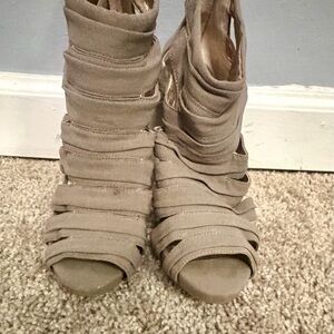BCBGeneration Taupe Strappy Heels
